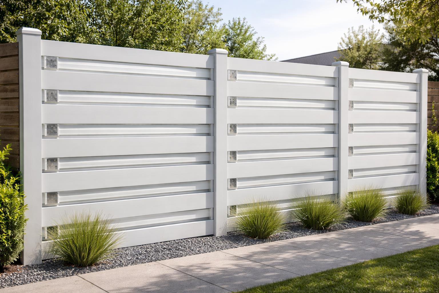 TG Fence Produktrender – elegante Aluminium-Absorbermodule als Grundstückszaun